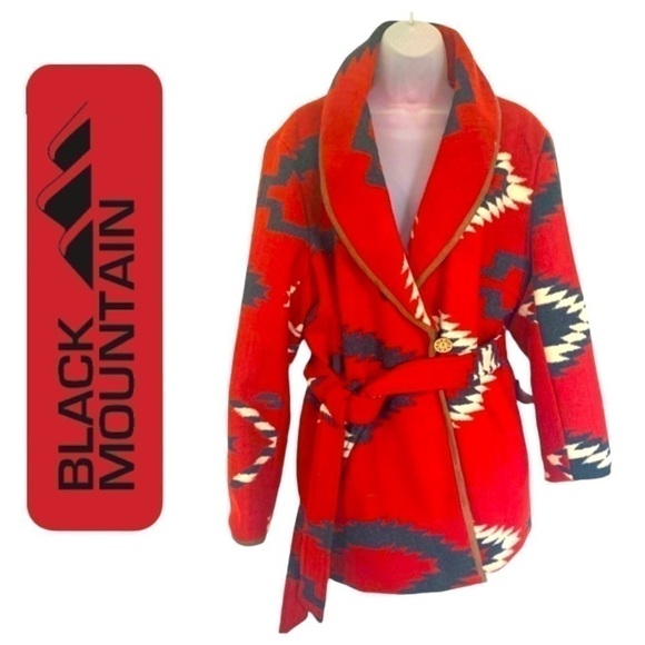 Black Mountain Aztec Southwest designs red white, black, fully lined. SZ L/XL - Picture 11 of 11